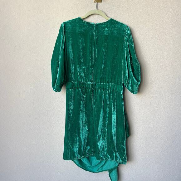 RHODE Pia Green Velvet Draped Mini Dress Size 6 - Picture 3 of 5
